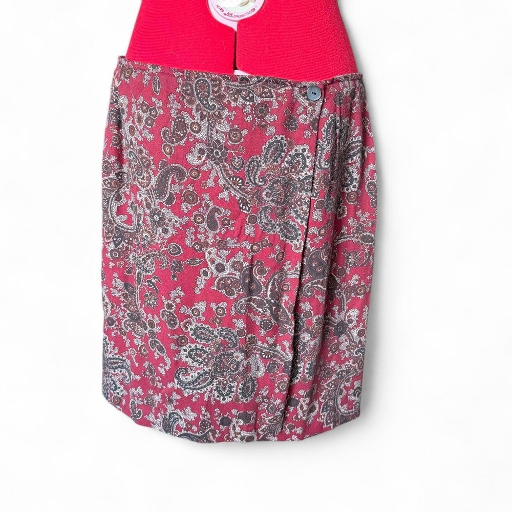 vintage Hunt Club red, brown & black wrap mini skirt in size 14 boho cottagecore